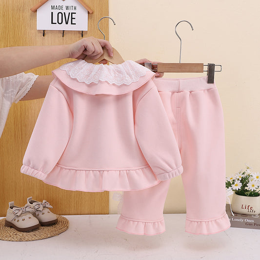 Baby girl winter warm two-piece children's clothing set