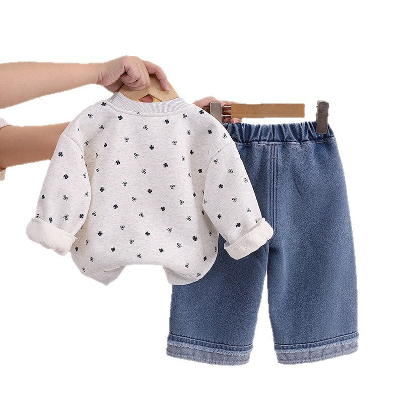 Thick hoodie casual two-piece set