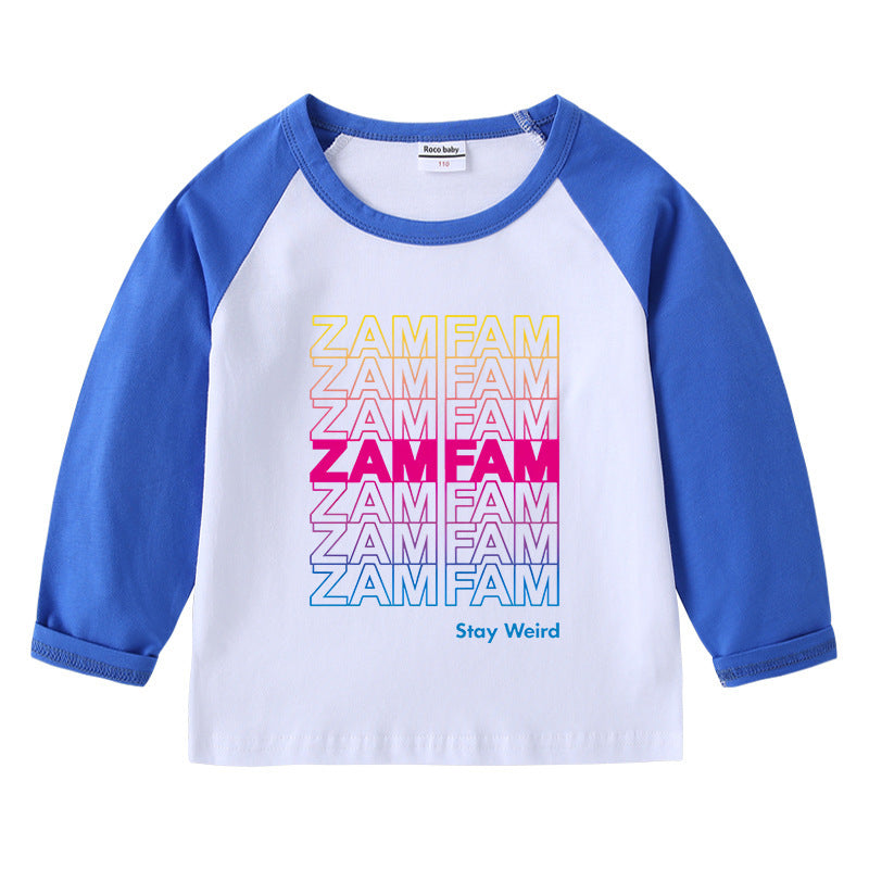 Children's T-shirt with round neck cartoon long sleeves