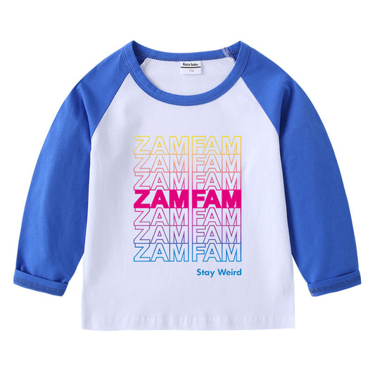 Children's T-shirt with round neck cartoon long sleeves