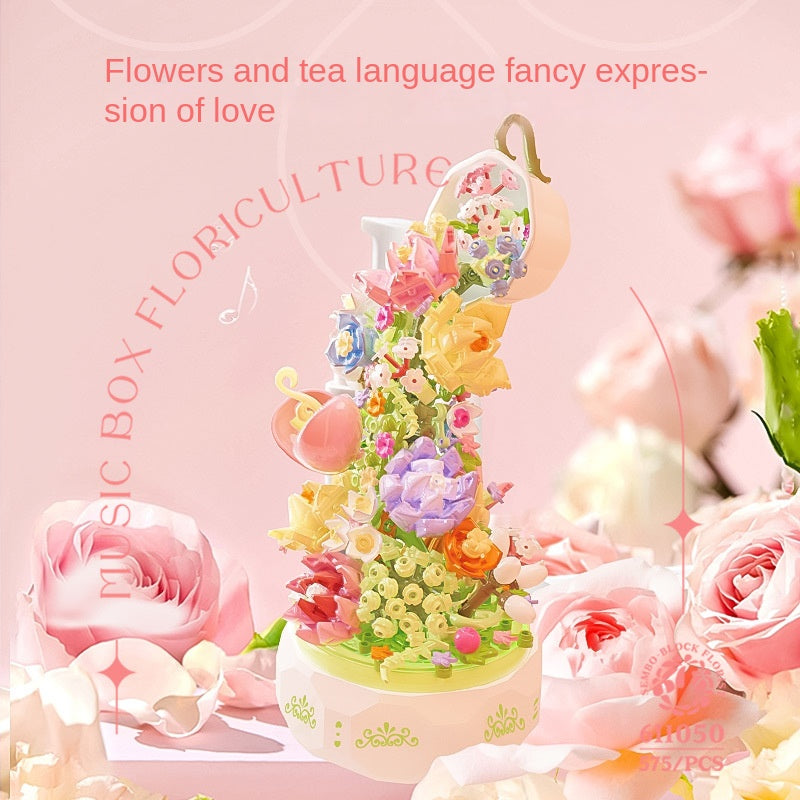 Huayan Tea Language Lighting Music Box Compatible with LEGO Building Blocks, Toys, Christmas Gifts