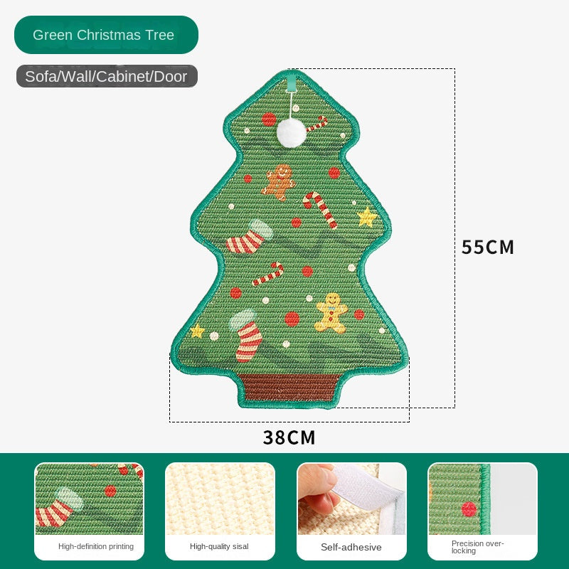 New Halloween Christmas Tree Cartoon Cat Scratcher Durable Non-Shedding Wall-Mounted Cat Claw Sharpening Sisal Scratching Board