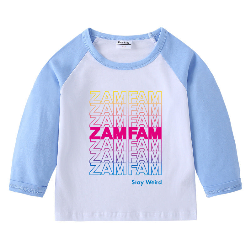 Children's T-shirt with round neck cartoon long sleeves