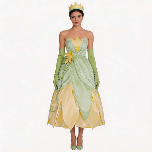Fairy Tale Style Frog Prince Princess Theme Sleeveless Tiana Princess A-Line Dress