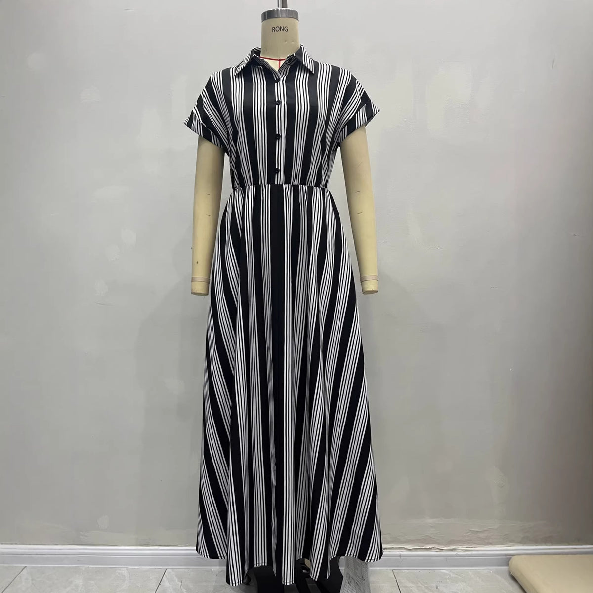 Women's short sleeved striped shirt dress