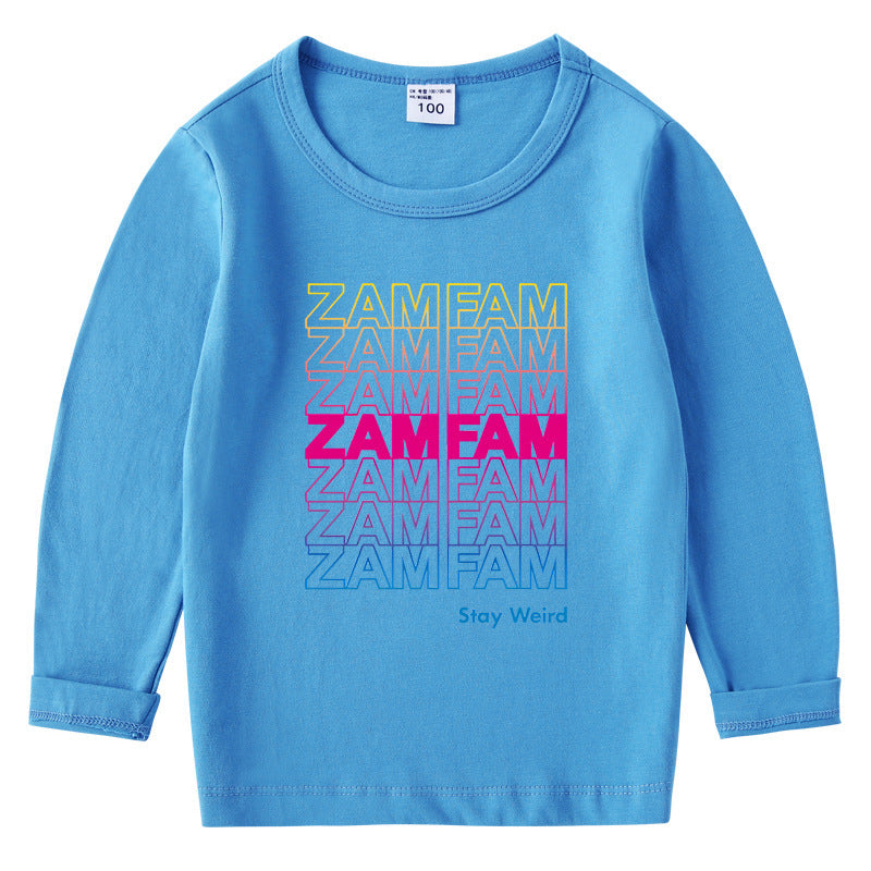 Children's cotton T-shirt with round neck and long sleeved base