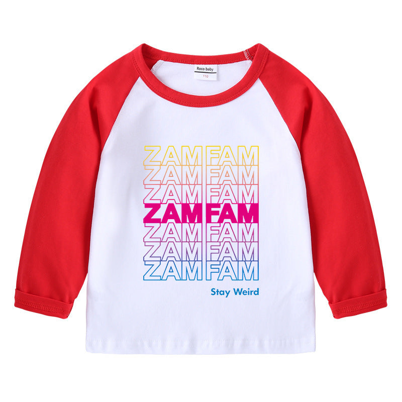 Children's T-shirt with round neck cartoon long sleeves