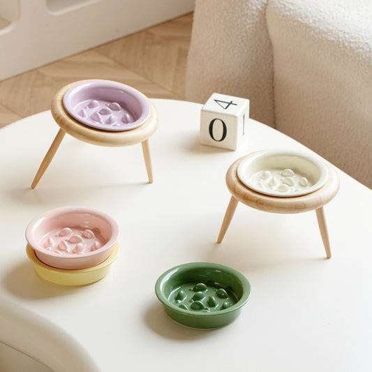 Ceramic Slow Feeding Elevated Cat Bowl Neck Support Cat Food Bowl Pet Ceramic Water Bowl for Cats and Dogs