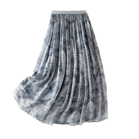 High waisted A-line hanging long skirt