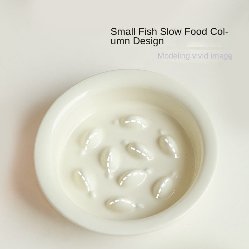 Ceramic Slow Feeding Elevated Cat Bowl Neck Support Cat Food Bowl Pet Ceramic Water Bowl for Cats and Dogs