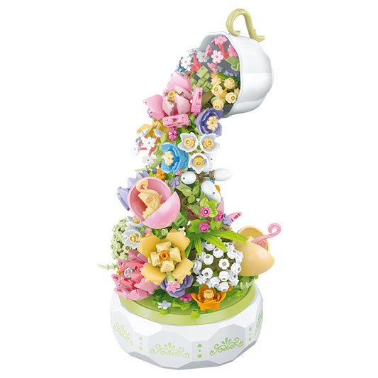 Huayan Tea Language Lighting Music Box Compatible with LEGO Building Blocks, Toys, Christmas Gifts