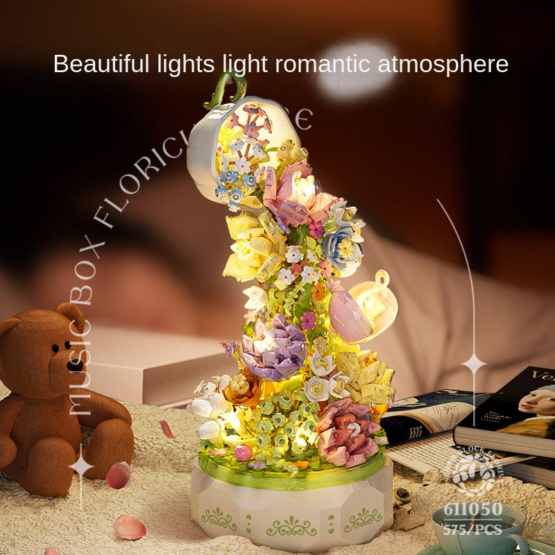 Huayan Tea Language Lighting Music Box Compatible with LEGO Building Blocks, Toys, Christmas Gifts